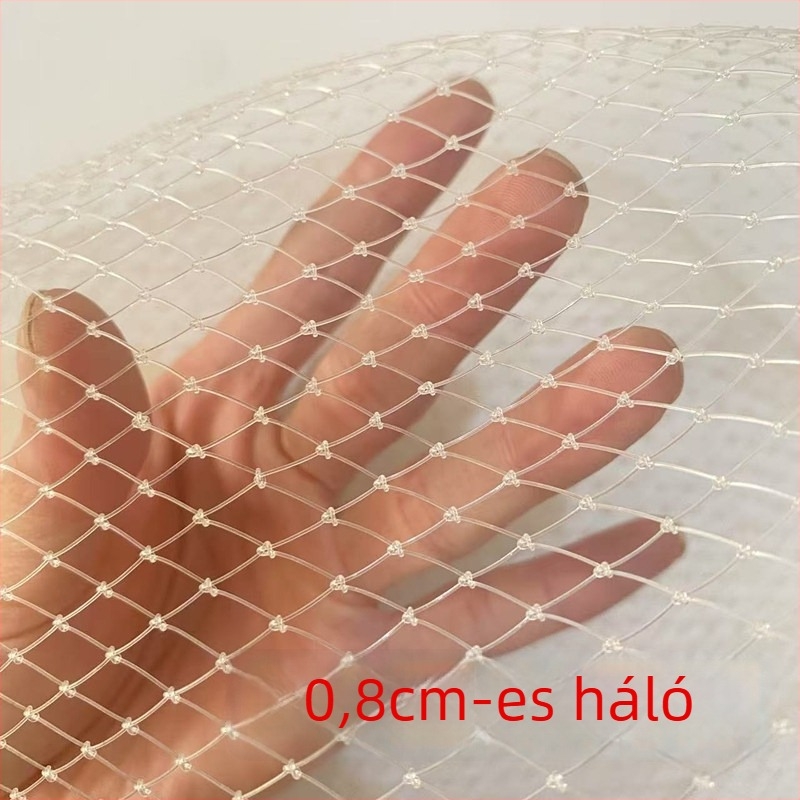 Horgász merítőháló, kézzel készített nylon háló 1 cm szemmel, mélyített kivitel, horogellenes