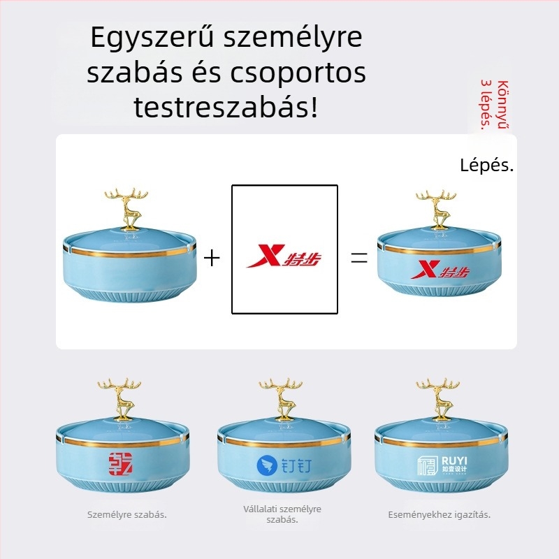 Kerámia hamutartó fedéllel, könnyed luxus stílus, logónyomtatás, testreszabhatóság, tároló funkció