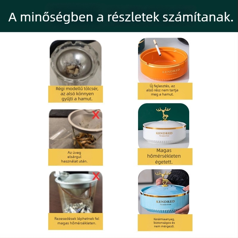 Kerámia hamutartó fedéllel, könnyed luxus stílus, logónyomtatás, testreszabhatóság, tároló funkció