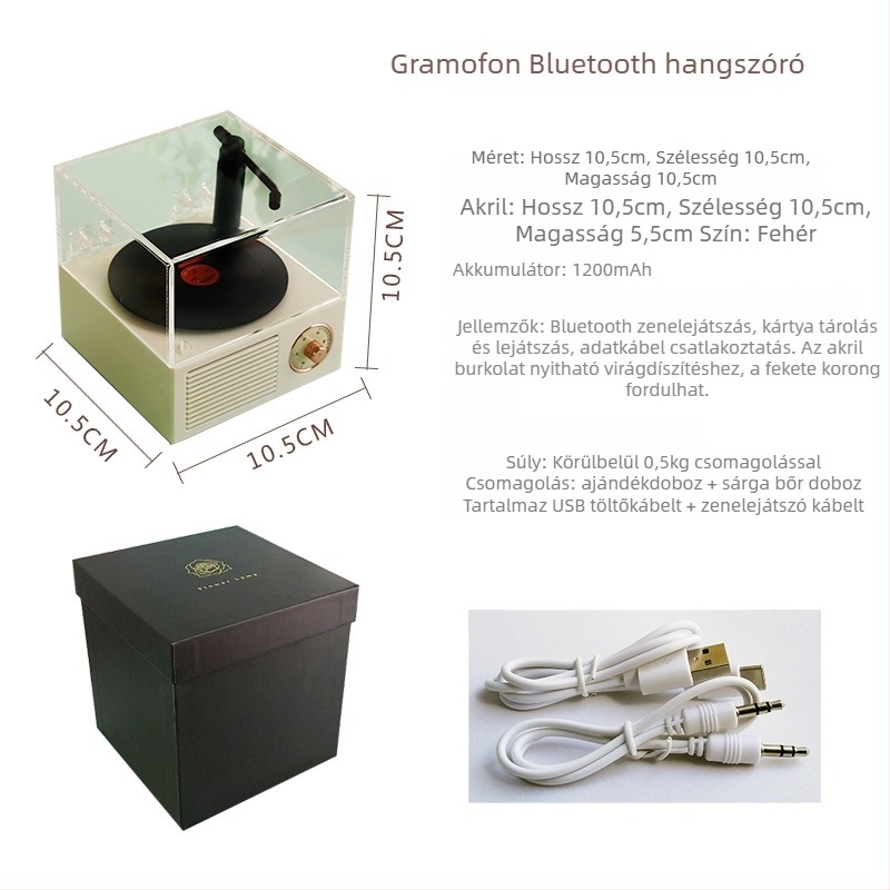 Bluetooth hangszóró örök virággal, forgatható virágtartó, kézzel készített — 40Hz-20kHz, 5W, 5V, 1000-1200mAh