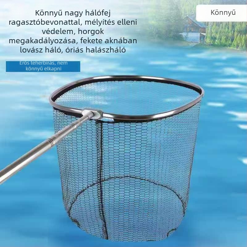 Óriási horgászháló ragasztott hálózattal és bevonattal anti-akasztódás, teherbírás 25 kg, mélység 50 cm