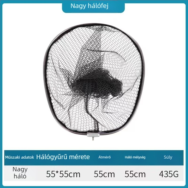 Óriási horgászháló ragasztott hálózattal és bevonattal anti-akasztódás, teherbírás 25 kg, mélység 50 cm