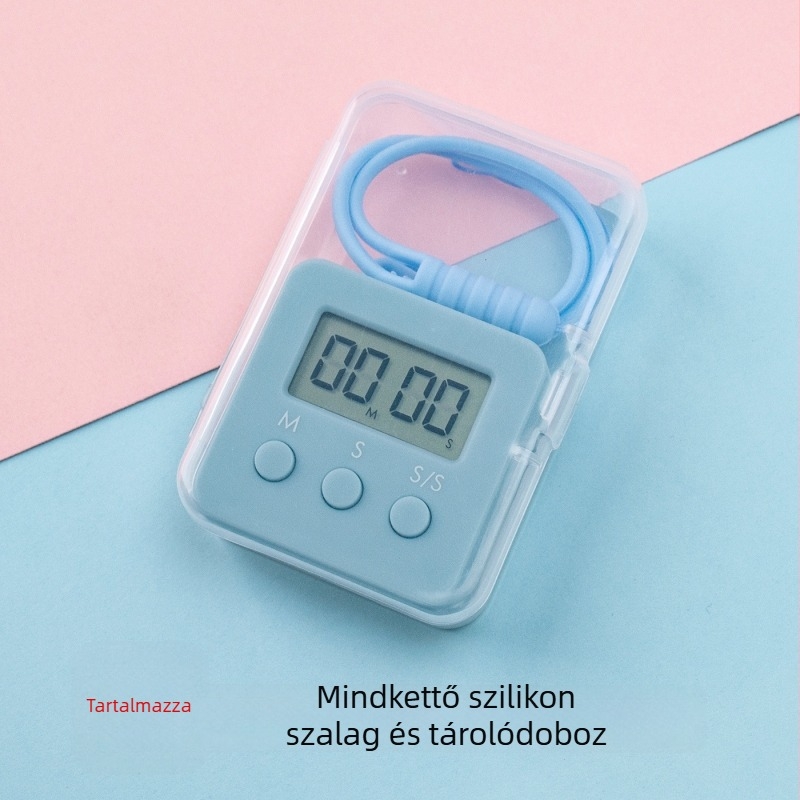 Elektronikus időzítő ébresztővel - téglalap alakú, elemről működő, LED kijelző, műanyag ház, tanuláshoz, irodához és a konyhához