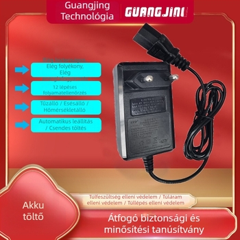 Lithium akkumulátor töltő 12.6V, 2A; bemenet 90-240V AC; KC/KCC tanúsítvány, CE, UL, FCC, RoHS