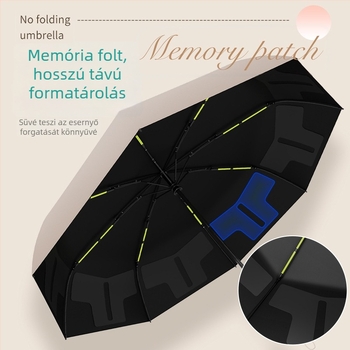 Iskolai diákoknak szánt automata összecsukható esernyő esőre vagy napsütésre, 8 acélbordás keret, tri-fold kialakítás, automata nyitás/zárás, UPF>50, könnyen hordozható