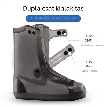 Unisex szilikon esőcsizma védőfedél, magas, vastag, kopásálló, csúszásmentes, vízálló