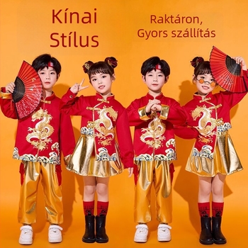 Gyerekek koreai stílusú táncruhája, 100% pamut, uniszex, 8 éves kortól