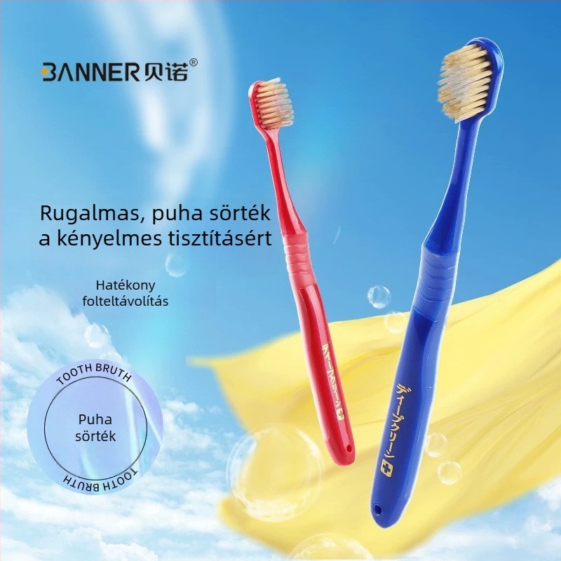 Kézi fogkefe puha sörtékkel, 4 darabos készlet, KR051, felnőtteknek, ínyvédelmet