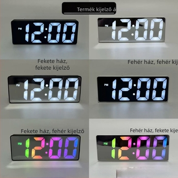 Nappaliba szánt LED kijelzős ébresztőóra, hőmérő, naptár, éjszakai fény és csendes működés