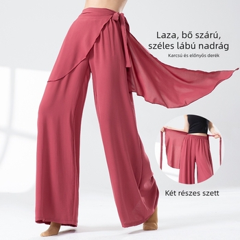 Női táncpantalonok — laza, magas derékú, széles szárú, poliészterből (felnőtt nők; modern és klasszikus tánc)