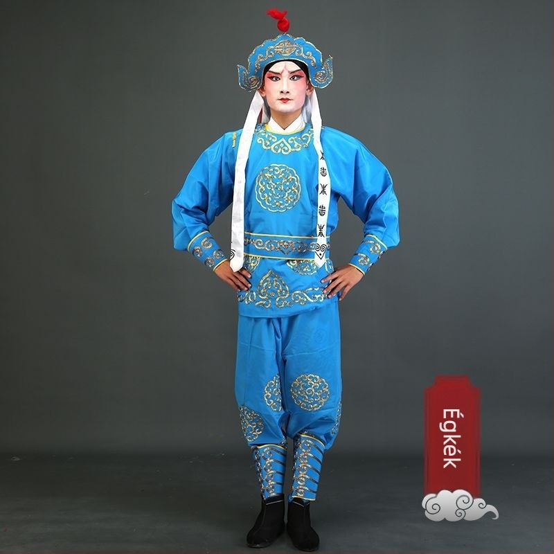 Hagyományos kínai opera jelmez készlet a színpadra: Pekingi és Qin opera, Wu-Sheng harci stílus, poliészter