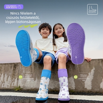 Gyerekeknek készült vízálló cipővédők PVC-ből, csúszásmentes, kopásálló, kerékpározáshoz és túrázáshoz