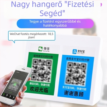 QR-kódos fizetést támogató hangszóró Bluetooth 5.0-val, beépített akkumulátor 2000–4000 mAh, kimenet 5W, hatótávolság 30 m, IPX1 vízálló, frekvenciasáv 30 Hz–15 kHz, SNR ≥70 dB