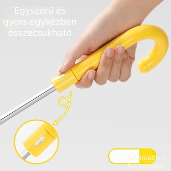 Gyerekeknek készülő átlátszó esernyő kartun-stílusban, hosszú görbített nyele, PVC borítással, 6 bordával, acél tengellyel és műanyag nyéllel