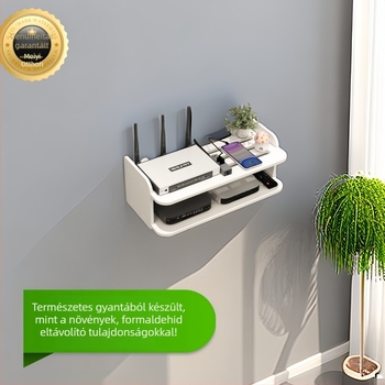 6‑szintes falra szerelt router polc, set-top box, Wi‑Fi és optikai modem számára – mesterséges fa anyagból