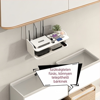 6‑szintes falra szerelt router polc, set-top box, Wi‑Fi és optikai modem számára – mesterséges fa anyagból