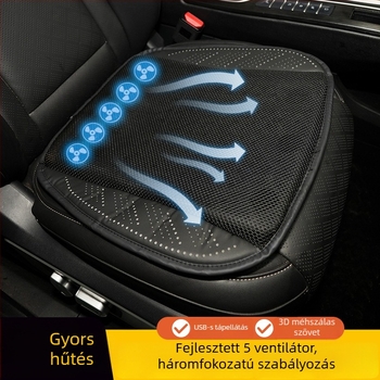 Autóülés párna nyárra, szellőzés és hűtés, USB ventilátor, Ice Silk felület