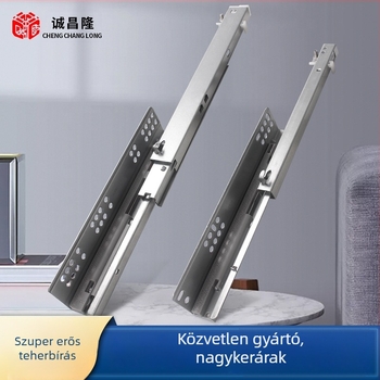 Fiókcsúszó sín csillapítóval, rejtett kétrészes modell, acél szerkezet, modern minimalista stílus