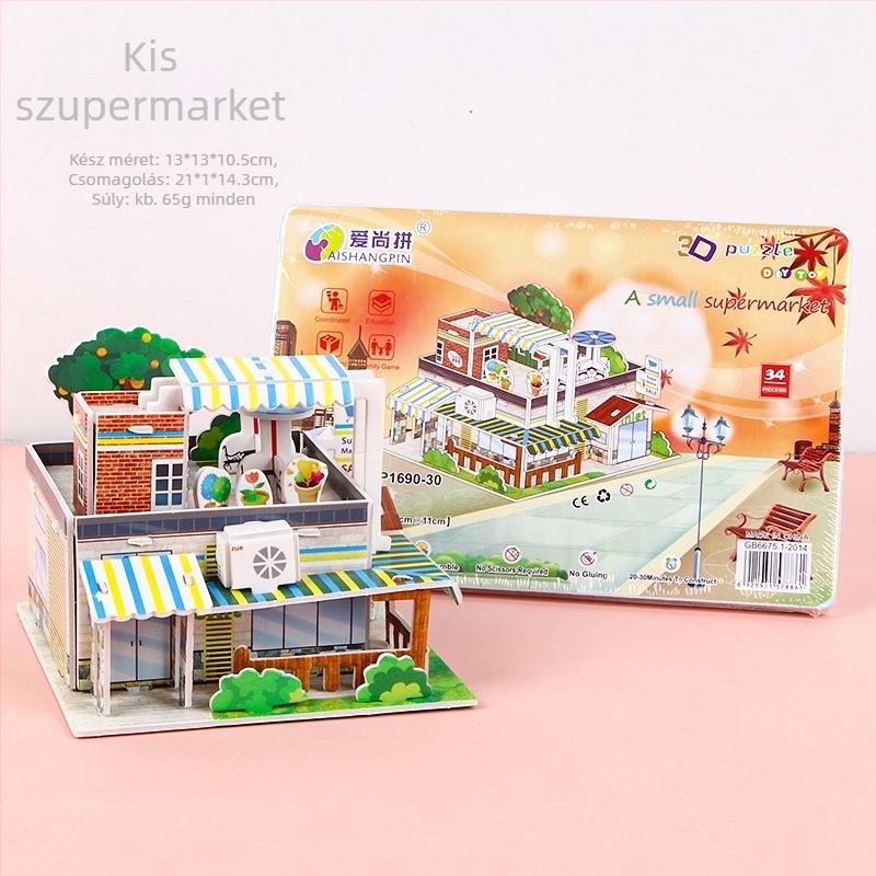 3D-s puzzle gyerekeknek – DIY habból készült oktatójáték, 4–6 éveseknek, körülbelül 5 perc összeszerelés.