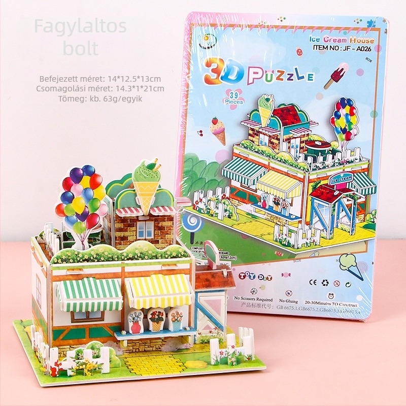 3D-s puzzle gyerekeknek – DIY habból készült oktatójáték, 4–6 éveseknek, körülbelül 5 perc összeszerelés.