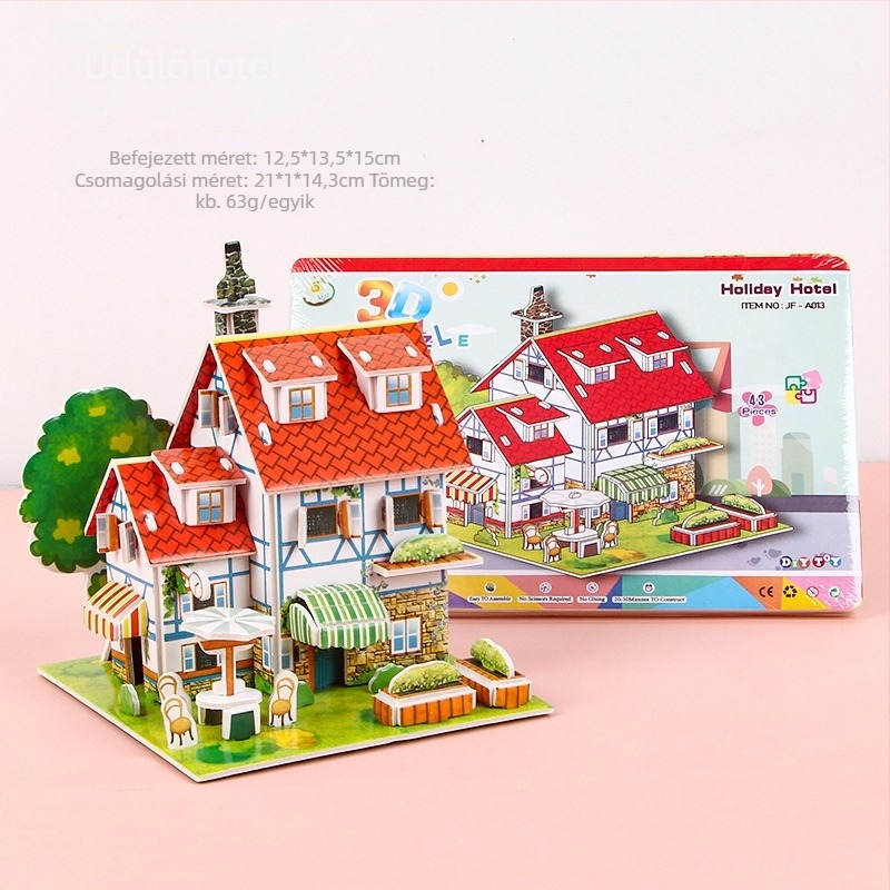 3D-s puzzle gyerekeknek – DIY habból készült oktatójáték, 4–6 éveseknek, körülbelül 5 perc összeszerelés.