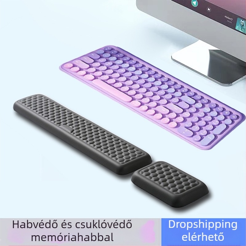 Bőrmemóriás billentyűzetpad kézfej-támasz, kis méretű, egyoldalas