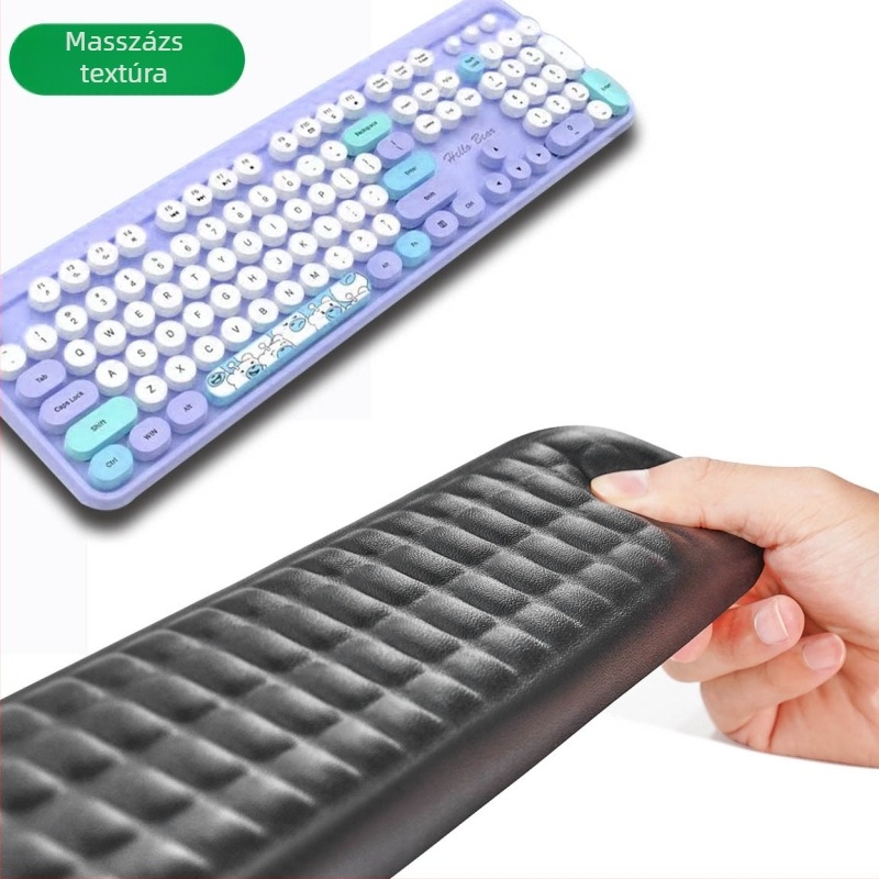 Bőrmemóriás billentyűzetpad kézfej-támasz, kis méretű, egyoldalas
