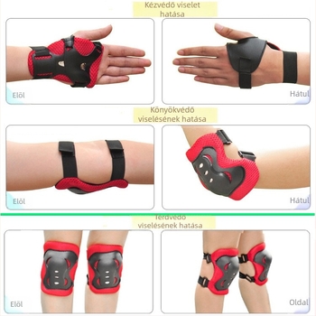 6 részes gyermekvédő készlet görkorcsolázáshoz – tenyér, csukló, könyök és térd védelemmel; gyerekeknek; márka: Super Cool; csomagolás: 100 készlet