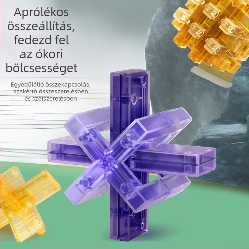 Kongming zár puzzle – rendkívül nehéz, műanyag kivitel, DIY lehetőség, 7–14 éveseknek