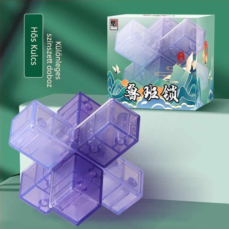 Kongming zár puzzle – rendkívül nehéz, műanyag kivitel, DIY lehetőség, 7–14 éveseknek