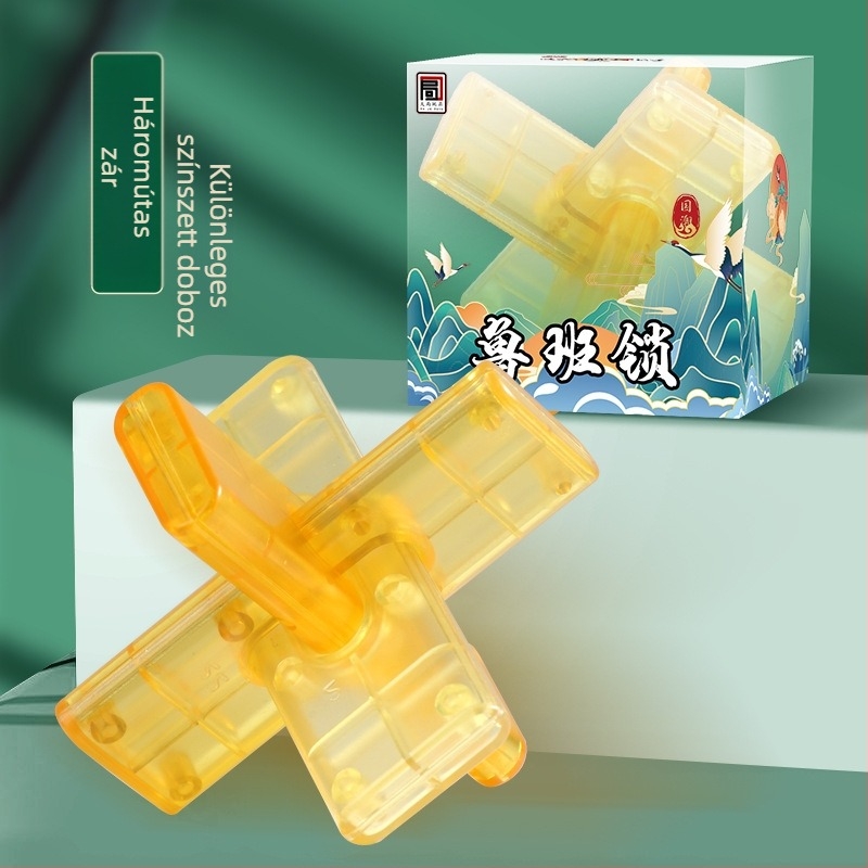 Kongming zár puzzle – rendkívül nehéz, műanyag kivitel, DIY lehetőség, 7–14 éveseknek