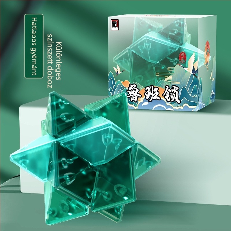 Kongming zár puzzle – rendkívül nehéz, műanyag kivitel, DIY lehetőség, 7–14 éveseknek