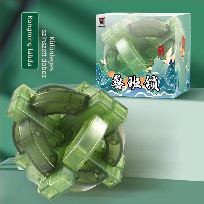 Kongming zár puzzle – rendkívül nehéz, műanyag kivitel, DIY lehetőség, 7–14 éveseknek