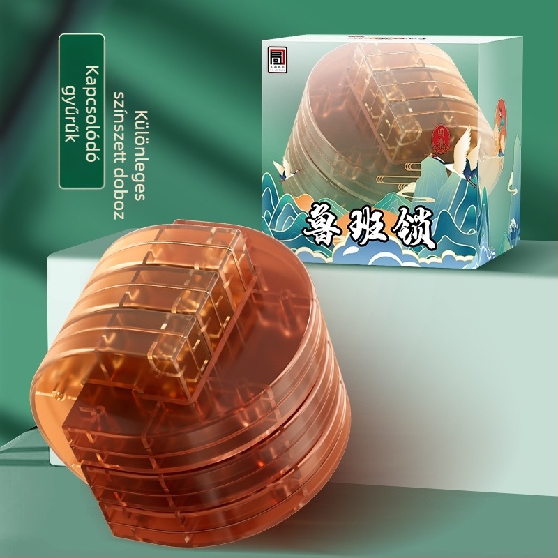 Kongming zár puzzle – rendkívül nehéz, műanyag kivitel, DIY lehetőség, 7–14 éveseknek