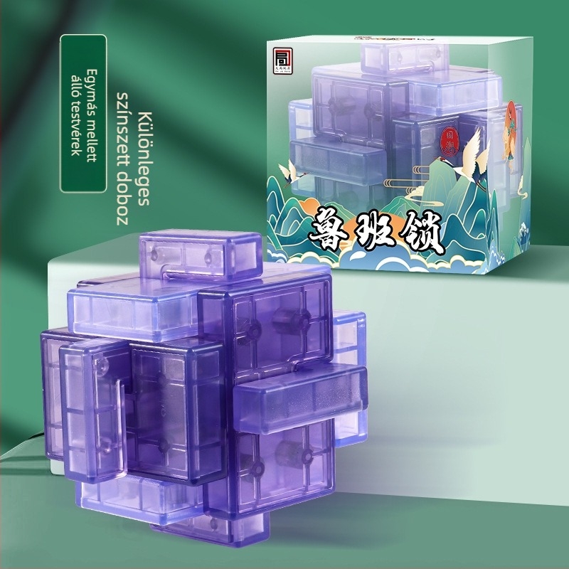 Kongming zár puzzle – rendkívül nehéz, műanyag kivitel, DIY lehetőség, 7–14 éveseknek