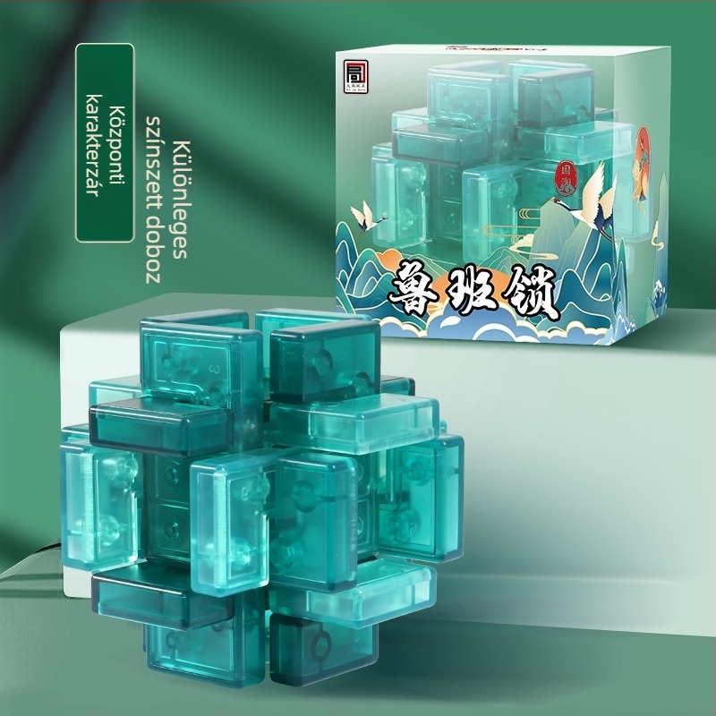 Kongming zár puzzle – rendkívül nehéz, műanyag kivitel, DIY lehetőség, 7–14 éveseknek