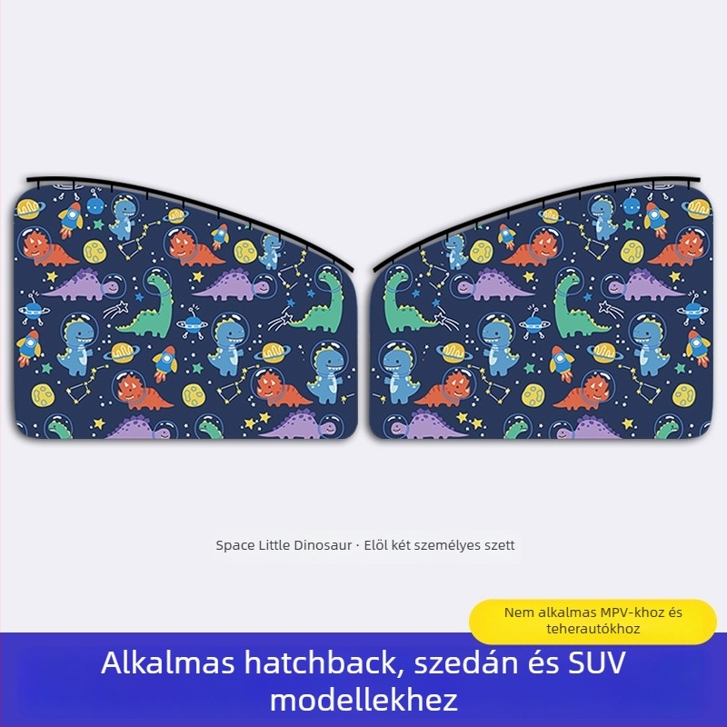 Autóablakra szóló napvédő függöny beépített csúszó sínnel; vastag, átláthatatlan poliészter; függő típus; általános illeszkedés