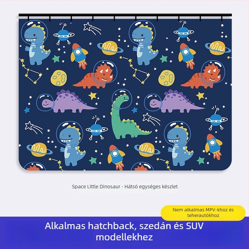 Autóablakra szóló napvédő függöny beépített csúszó sínnel; vastag, átláthatatlan poliészter; függő típus; általános illeszkedés