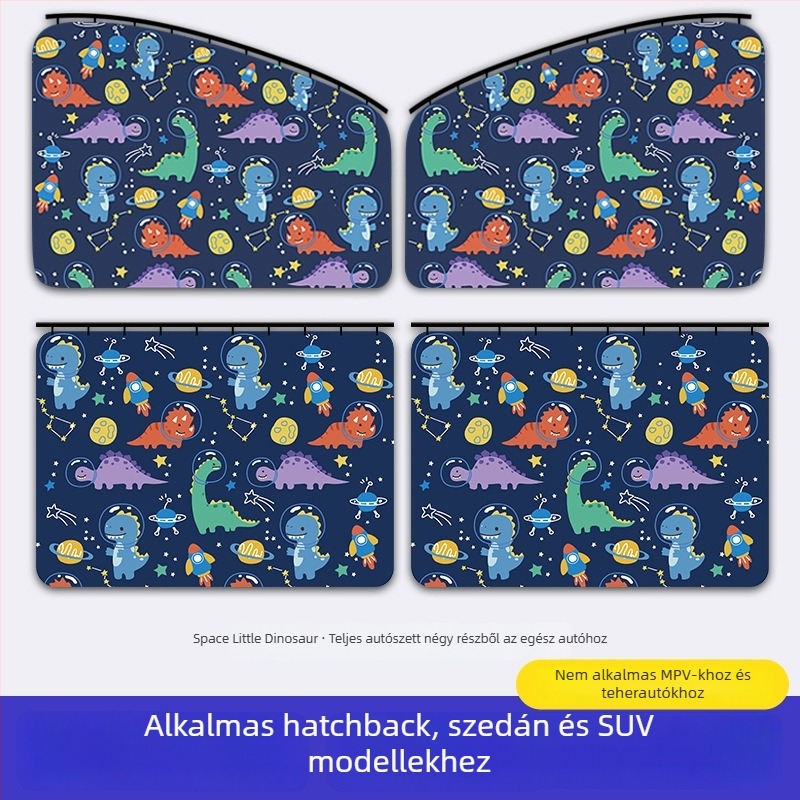 Autóablakra szóló napvédő függöny beépített csúszó sínnel; vastag, átláthatatlan poliészter; függő típus; általános illeszkedés