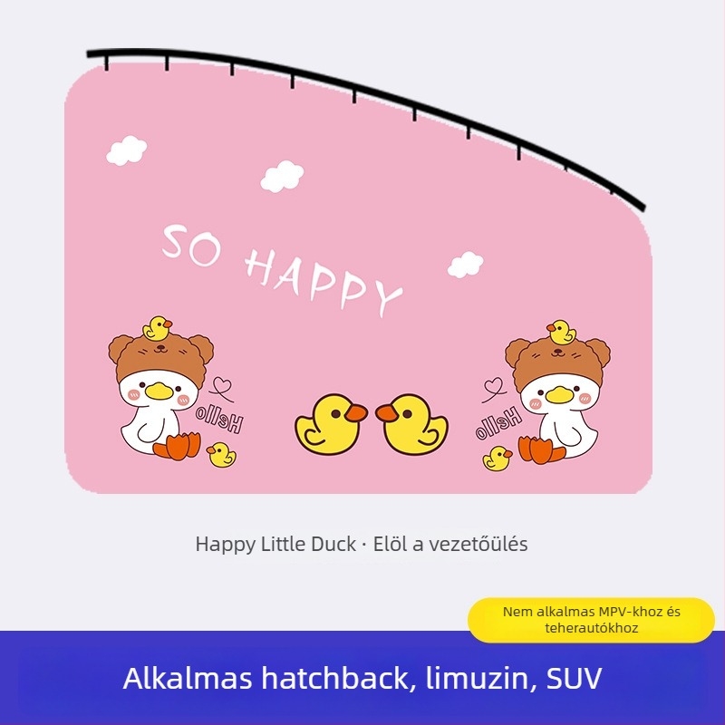 Autóablakra szóló napvédő függöny beépített csúszó sínnel; vastag, átláthatatlan poliészter; függő típus; általános illeszkedés