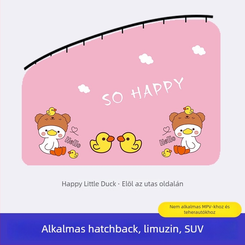 Autóablakra szóló napvédő függöny beépített csúszó sínnel; vastag, átláthatatlan poliészter; függő típus; általános illeszkedés