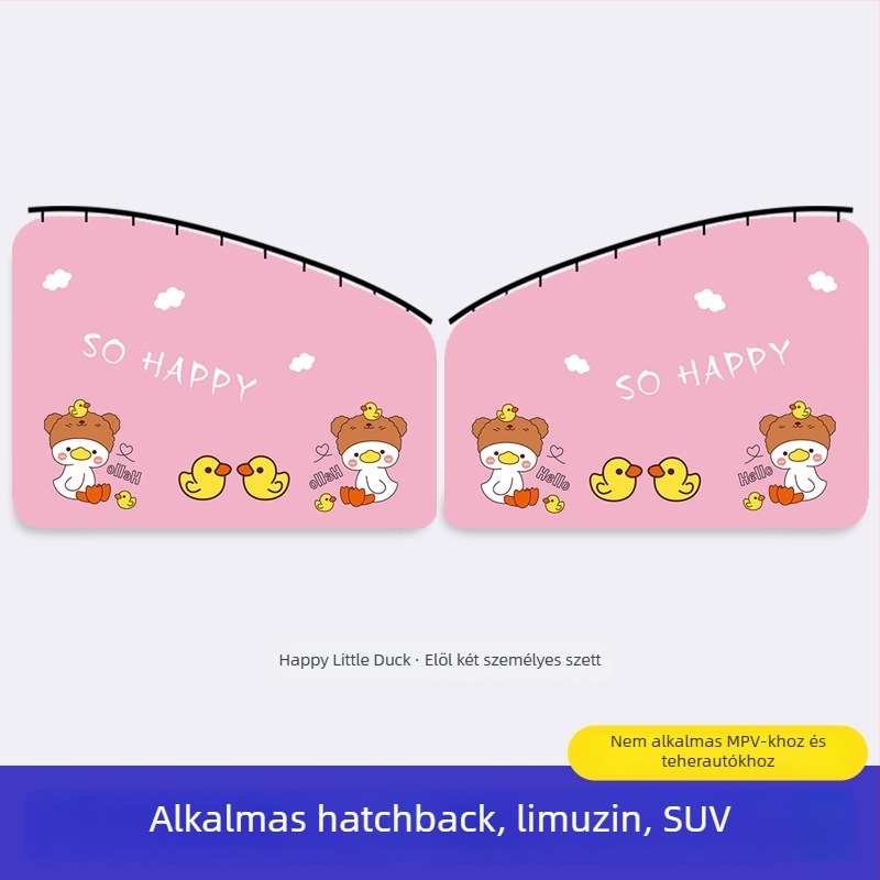 Autóablakra szóló napvédő függöny beépített csúszó sínnel; vastag, átláthatatlan poliészter; függő típus; általános illeszkedés