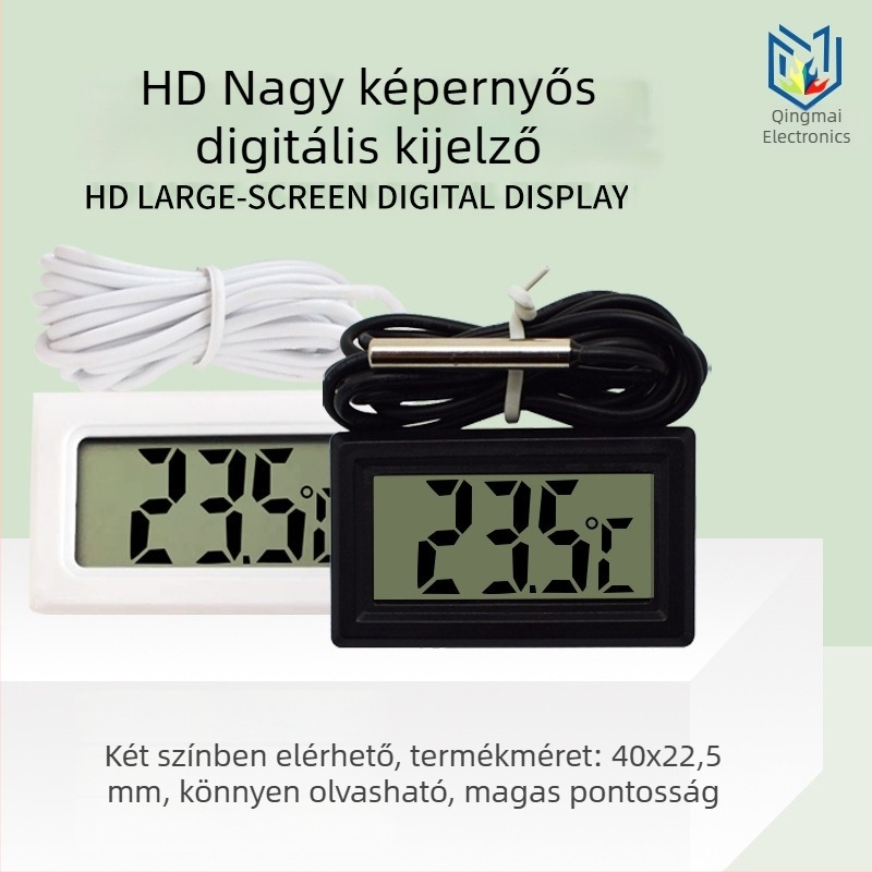 LX Digitális akváriumi hőmérő LCD kijelzővel, vízálló 1 m szonda, 0,1°C felbontás