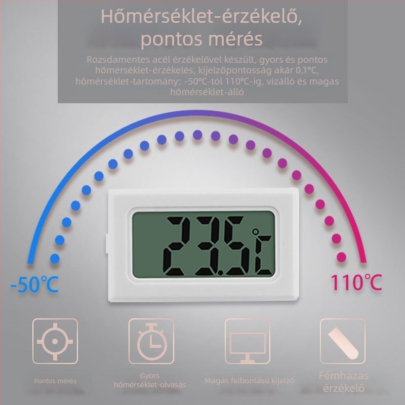 LX Digitális akváriumi hőmérő LCD kijelzővel, vízálló 1 m szonda, 0,1°C felbontás
