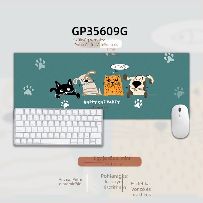 Egérpad - természetes gumi, csúszásmentes, rajzfilm-stílusú irodai pad
