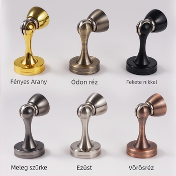 Zinkötvözet ajtóstopper, kettős használatú — falra vagy padlóra szerelhető, rejtett mágneses mechanizmus, modell X005, elektroplatált felület