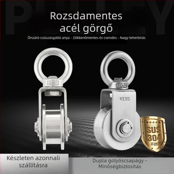 304 rozsdamentes acél fix görgő csapággyal drótos emelőhöz – egyszemélyes, nagy teherbírású