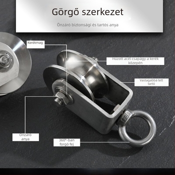 304 rozsdamentes acél fix görgő csapággyal drótos emelőhöz – egyszemélyes, nagy teherbírású