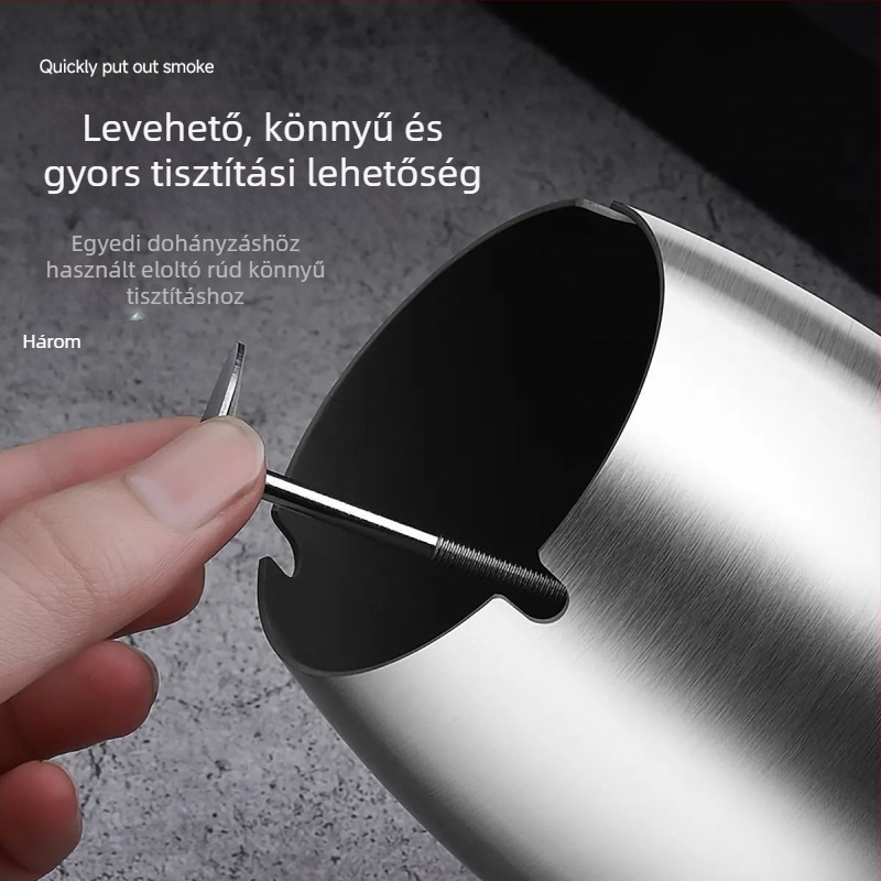 Rozsdamentes acél hamutál fedővel, kiemelt dizájn, szélálló, lézeres logó nyomtatás, testreszabható