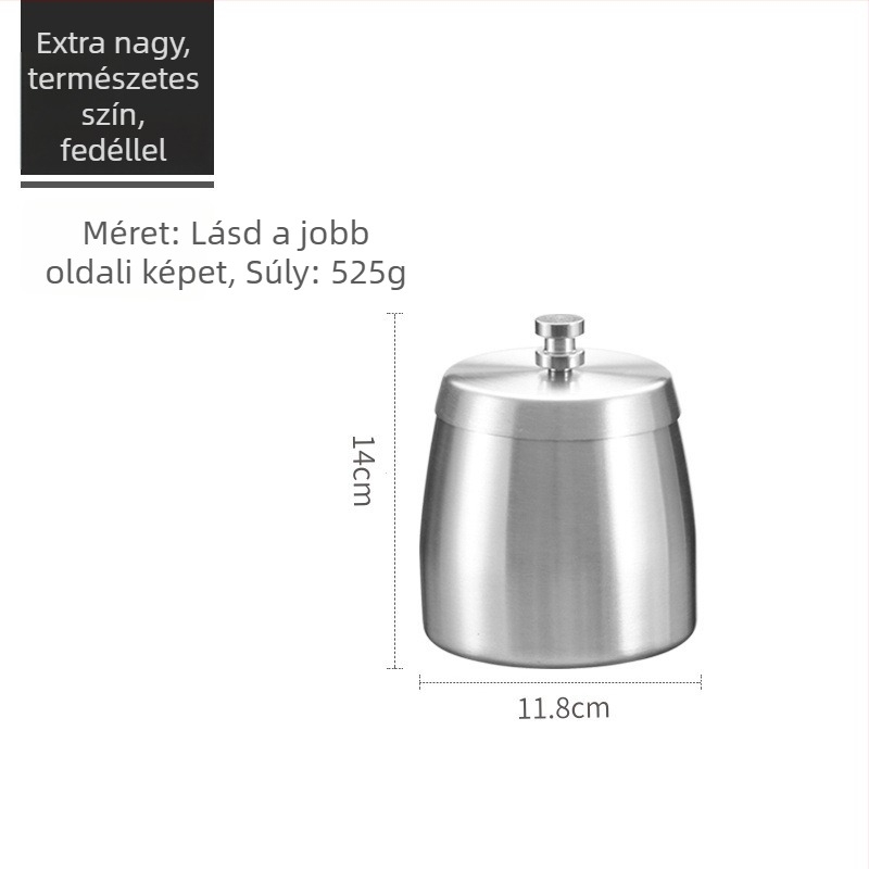 Rozsdamentes acél hamutál fedővel, kiemelt dizájn, szélálló, lézeres logó nyomtatás, testreszabható